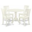 Pemberly Row 5-Piece Wood Dining Set with Slatted Chairs in Linen White