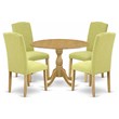 Pemberly Row 5-Piece Dining Set with Round Drop-Leaf Table in Oak Limelight