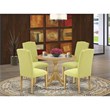 Pemberly Row 5-Piece Dining Set with Round Drop-Leaf Table in Oak Limelight