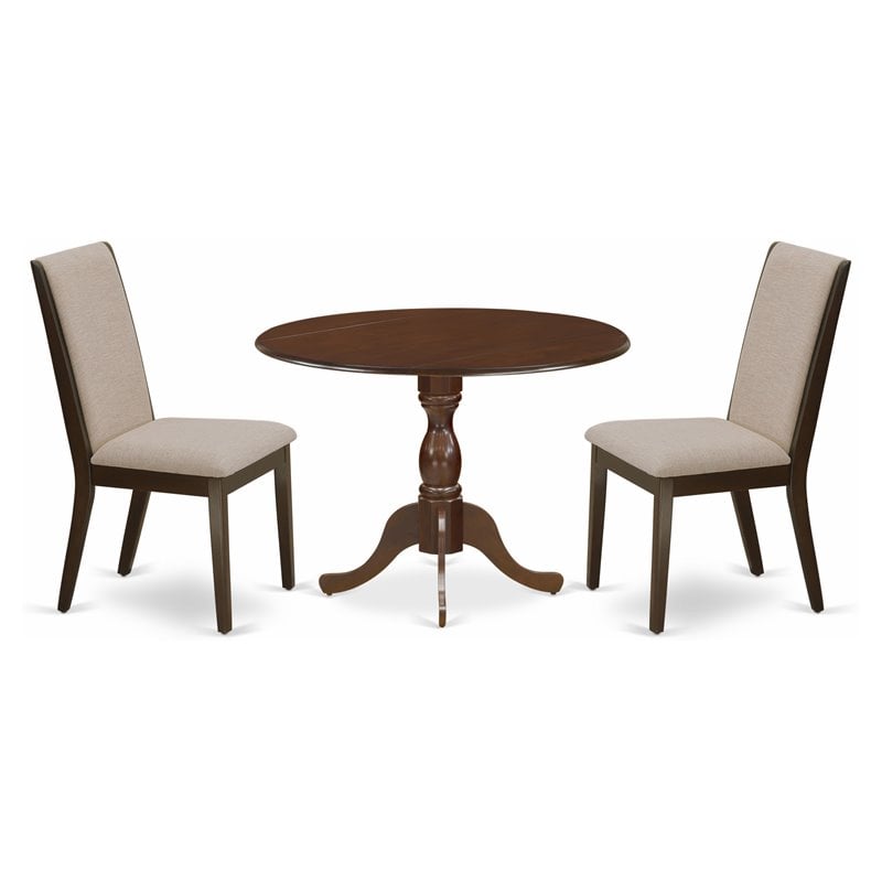 Pemberly Row 3-Piece Round Dining Table Set with Drop-Leaf in Mahogany