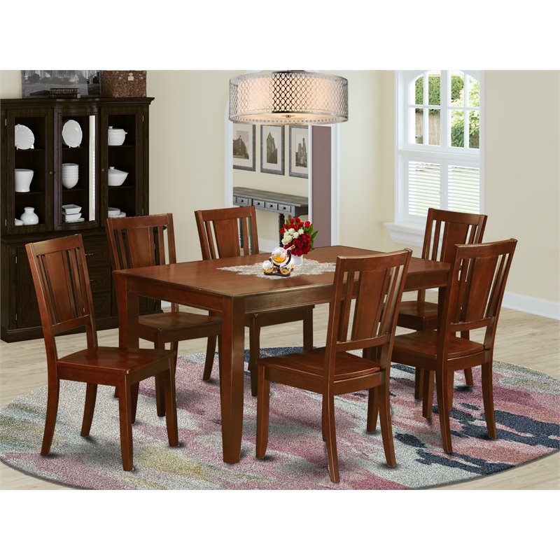 Pemberly Row 7-Piece Mahogany Wood Kitchen Table and Chair Set