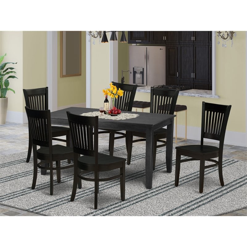 Pemberly Row 7-Piece Traditional Wood Dining Set in Black Finish