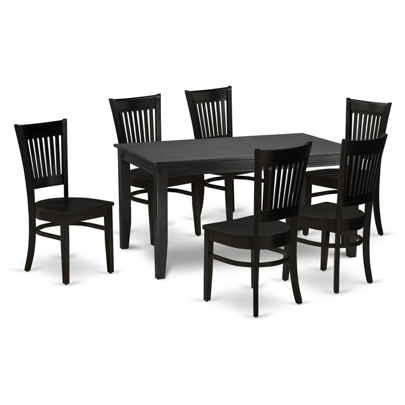 Pemberly Row 7-Piece Traditional Wood Dining Set in Black Finish