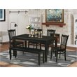 Pemberly Row 6-Piece Traditional Wood Dining Set with Bench in Black