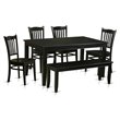 Pemberly Row 6-Piece Traditional Wood Dining Set with Bench in Black