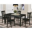 Pemberly Row 5-Piece Traditional Wood Dining Set in Black Finish
