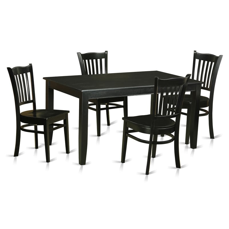 Pemberly Row 5-Piece Traditional Wood Dining Set in Black Finish