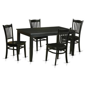 Pemberly Row 5-Piece Traditional Wood Dining Set in Black Finish