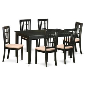 Pemberly Row 7-Piece Wood Dining Room Table Set in Black Finish