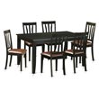 Pemberly Row 7-Piece Dining Set with Leather Seats in Black Finish