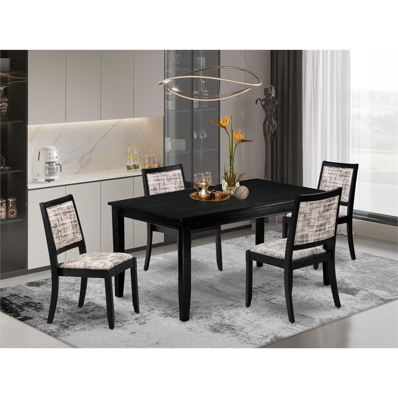 Pemberly Row 5-Piece Dining Set with Faux Leather Seats in Black Finish