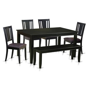 Pemberly Row 6-Piece Wood Dining Table and Chair Set in Black
