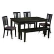 Pemberly Row 6-Piece Wood Dining Table and Chair Set in Black