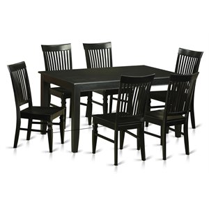 Pemberly Row 7-Piece Wood Kitchen Table and Chair Set in Black Finish