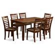 Pemberly Row 7-Piece Dining Set with Faux Leather Chairs in Mahogany