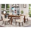 Pemberly Row 5-Piece Wood Kitchen Set with Padded Chairs in Mahogany