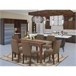 Pemberly Row 7-Piece Wood Dining Set with Parson Chairs in Mahogany/Coffee