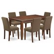 Pemberly Row 7-Piece Wood Dining Set with Parson Chairs in Mahogany/Coffee