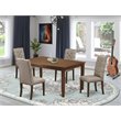 Pemberly Row 5-Piece Wood Dining Set with High Back Chairs in Mahogany