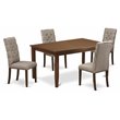 Pemberly Row 5-Piece Wood Dining Set with High Back Chairs in Mahogany