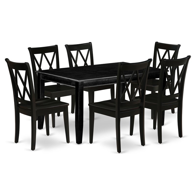 Pemberly Row 7-Piece Dining Set with Rectangular Table in Black