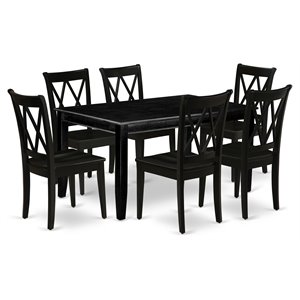Pemberly Row 7-Piece Dining Set with Rectangular Table in Black