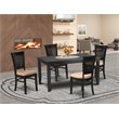 Pemberly Row 5-Piece Rubber Wood Kitchen Set with Slatted Chairs in Black