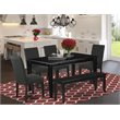 Pemberly Row 6-Piece Dining Table Set with Bench in Black Finish