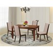 Pemberly Row 5-Piece Mahogany and Light Tan Dining Set with Parson Chairs