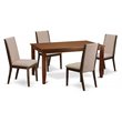 Pemberly Row 5-Piece Mahogany and Light Tan Dining Set with Parson Chairs