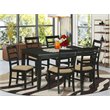 Pemberly Row 7-Piece Wood Dining Set with Linen Seats in Black Finish