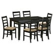 Pemberly Row 7-Piece Wood Dining Set with Linen Seats in Black Finish