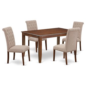 Pemberly Row 5-Piece Wood Dining Set in Mahogany and Light Fawn