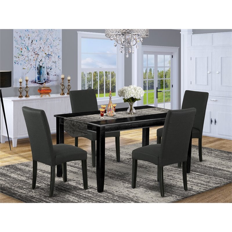 Pemberly Row 5-Piece Wood Dining Table and Chair Set in Black