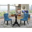 Pemberly Row 3-Piece Dining Set with Button-Tufted Chairs in Black/Cherry