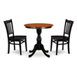 Pemberly Row 3-Piece Wood Dining Set with Slatted Back in Black & Cherry