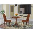 Pemberly Row 3-Piece Wood Dining Set with Round Table in Mahogany Finish