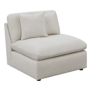 Pemberly Row 38&quot Sectional Armless Chair Plush Cushioned Back in Off White