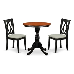 Pemberly Row 3-Piece Dining Set with Double X Back Chairs in Black/Cherry