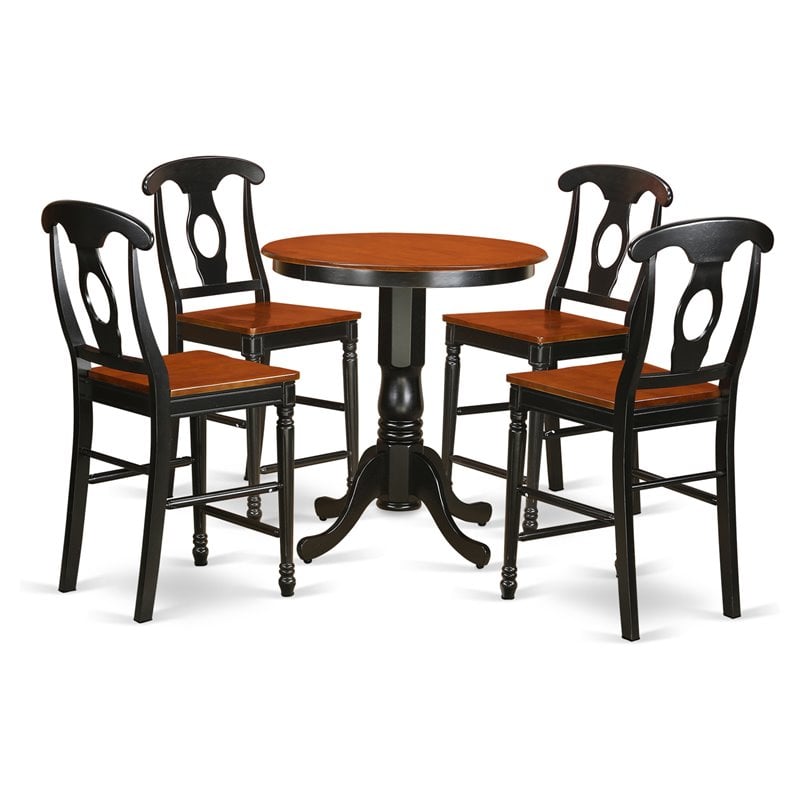 Pemberly Row 5-Piece Dining Set with Pedestal Table in Black Cherry