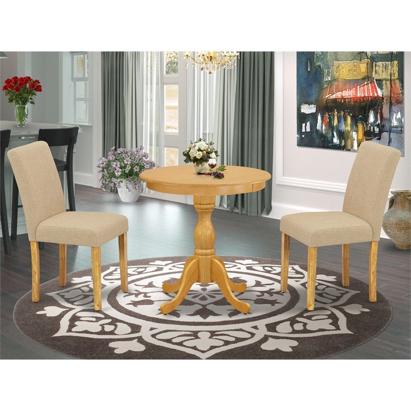 Pemberly Row 3-Piece Traditional Wood Dining Set in Oak Finish