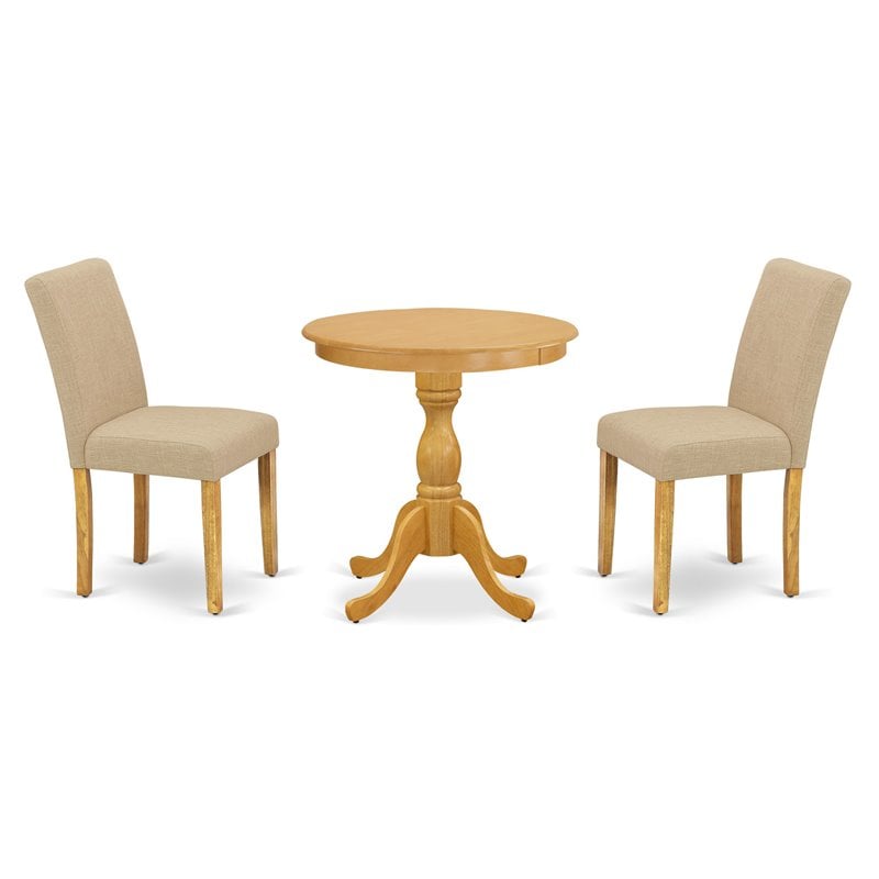 Pemberly Row 3-Piece Traditional Wood Dining Set in Oak Finish