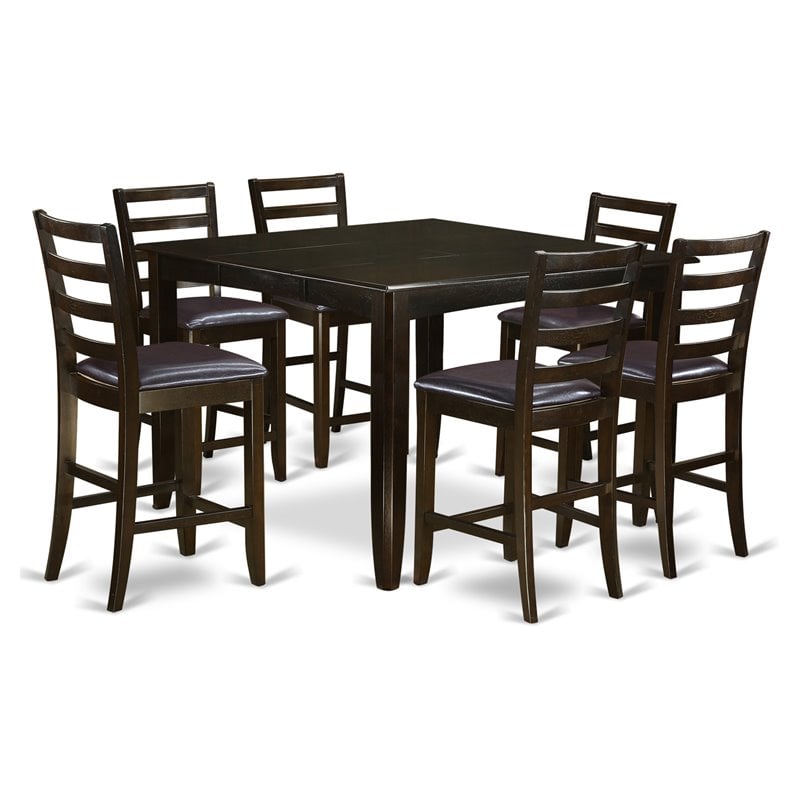 Pemberly Row 7-Pc Wood Dining Table Set with Cappuccino Finish