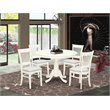 Pemberly Row 5-Piece Dining Set with Linen Fabric Seats in White Finish