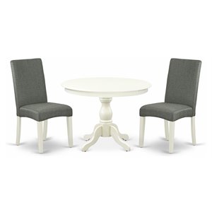 Pemberly Row 3-Piece Wood Dining Table Set in Linen White and Gray