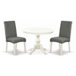 Pemberly Row 3-Piece Wood Dining Table Set in Linen White and Gray