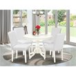 Pemberly Row 5-Piece Round Pedestal Wood Dining Set in Linen White