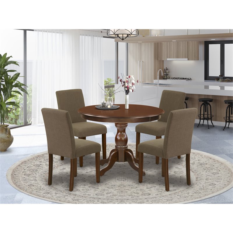 Pemberly Row 5-Piece Wood Dining Set in Mahogany and Coffee Finish