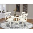 Pemberly Row 5-Piece Wood Kitchen Set with X-Back Chairs in Linen White