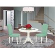 Pemberly Row 3-Piece Wood Dining Set with Parson Chairs in Linen White/Pond